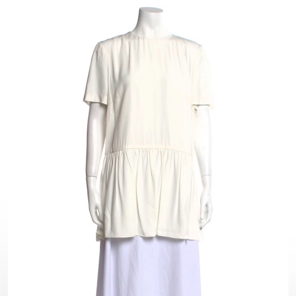 Adam Lippes Cream Ruffle Hem Tunic Top Ivory